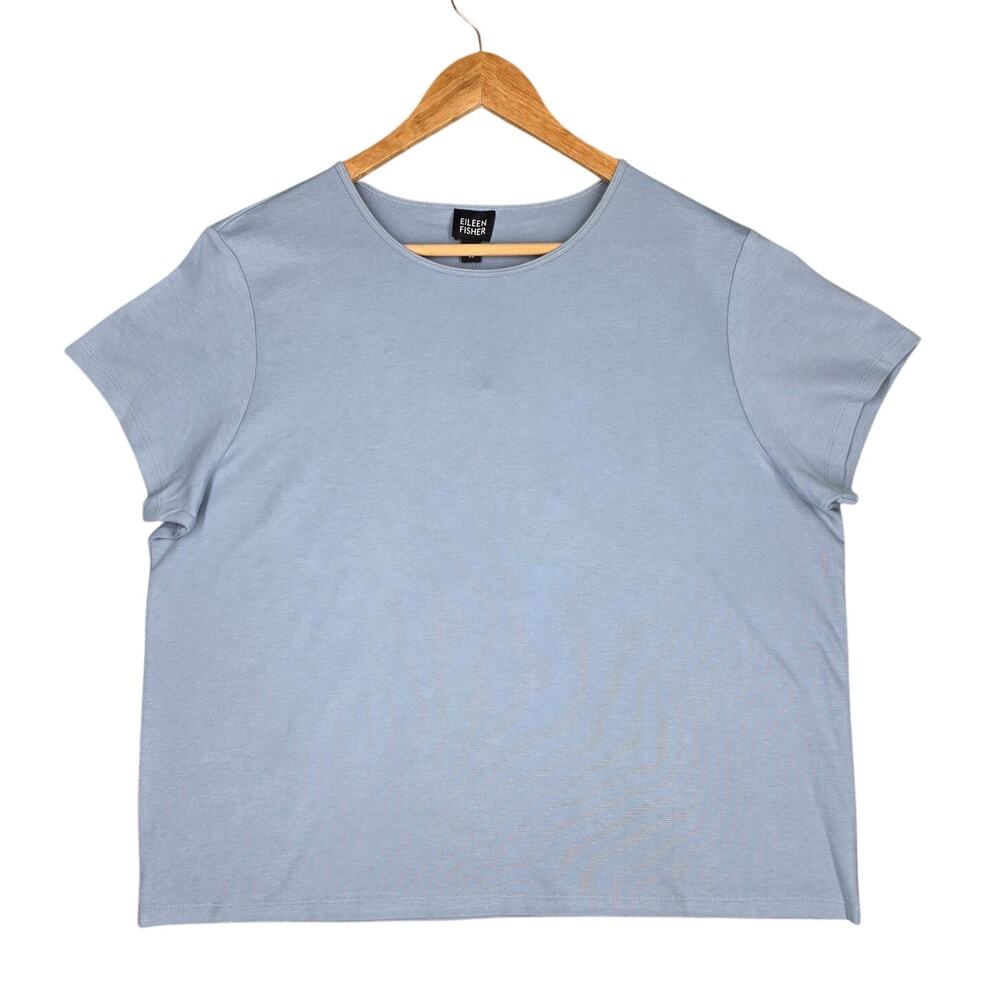 EILEEN FISHER COTTON INTERLOCK TOP – BLUE MOON – SIZE XL – MINIMALIST – NWT